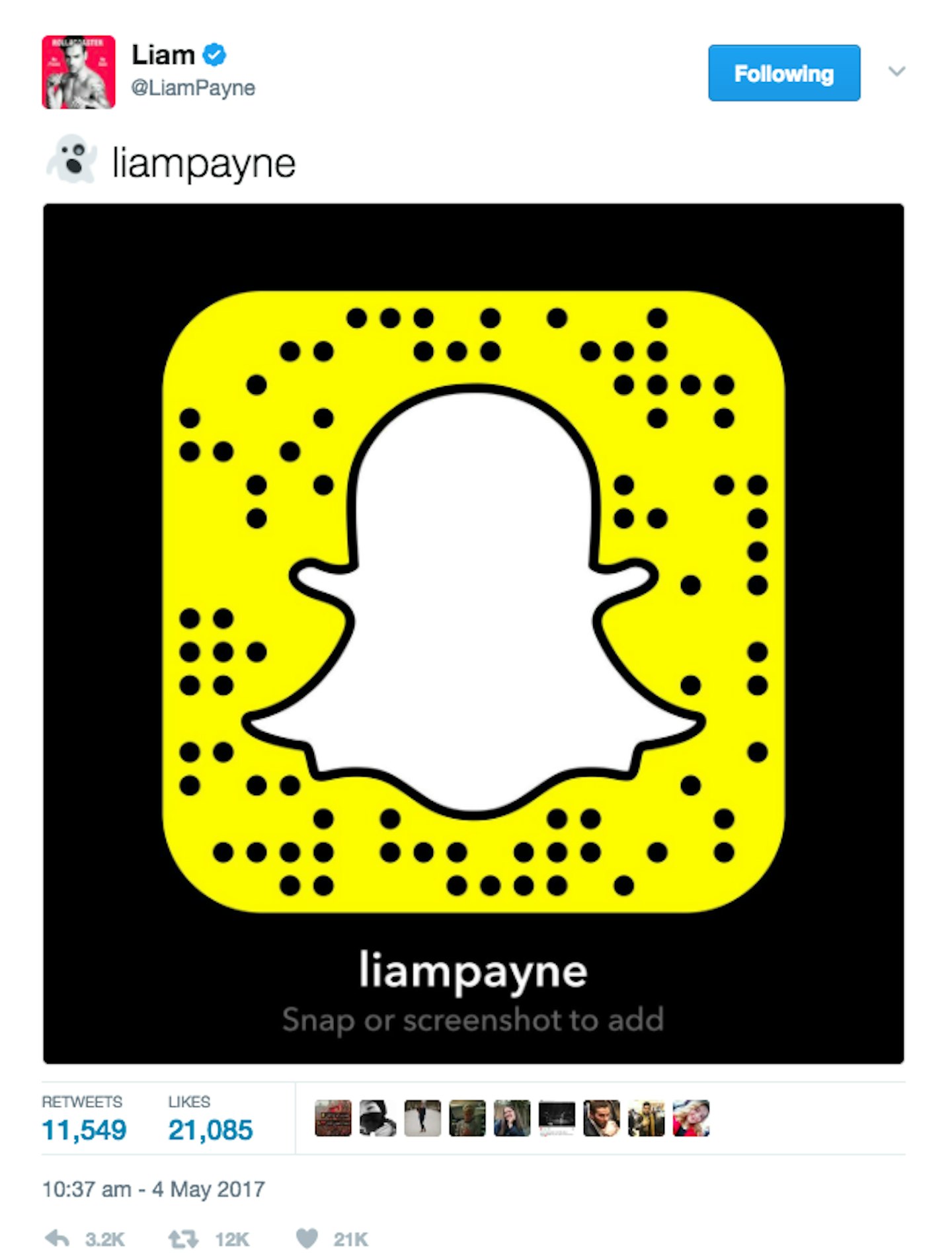 Liam Payne Snapchat