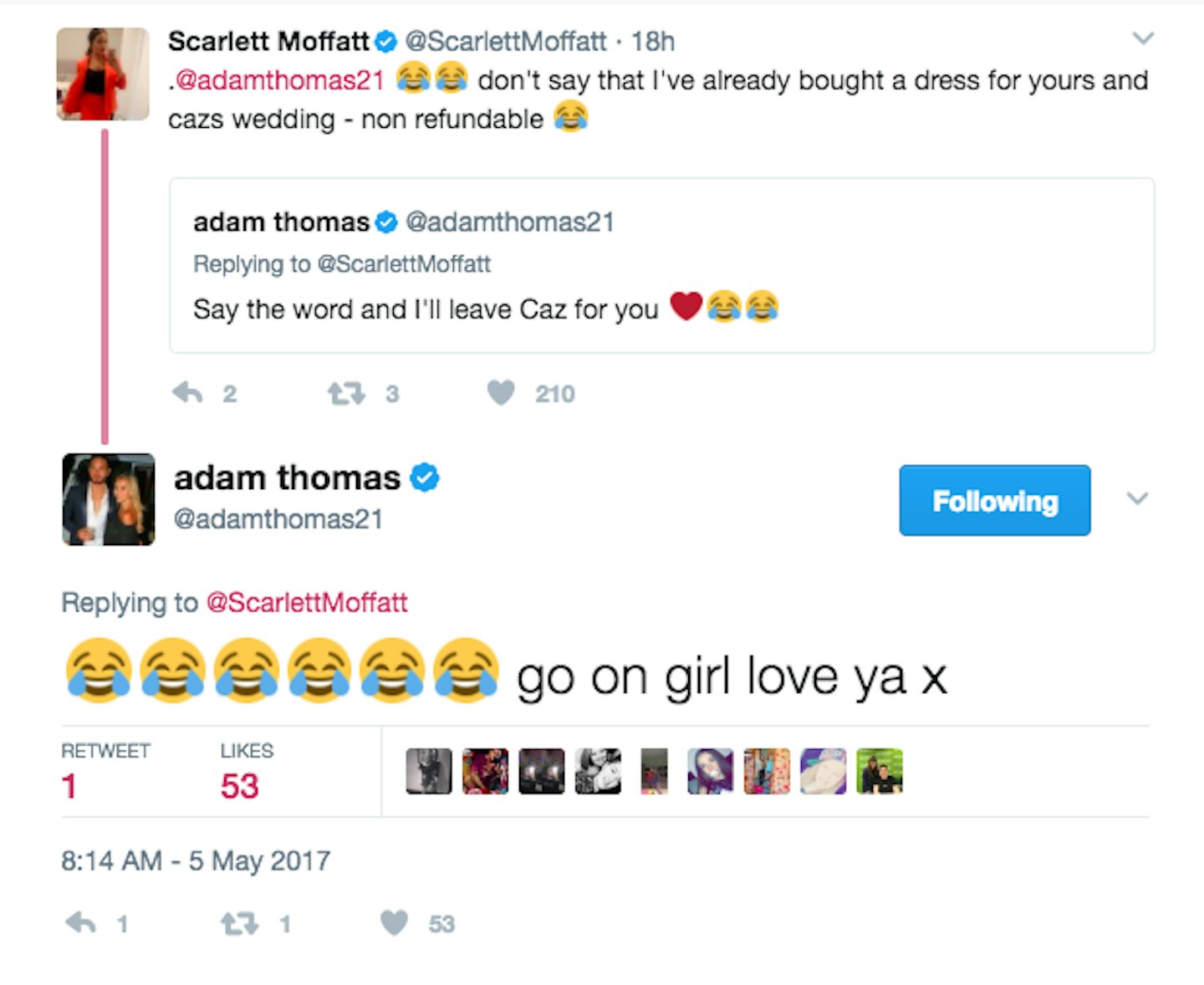 Scarlett Moffatt Adam Thomas