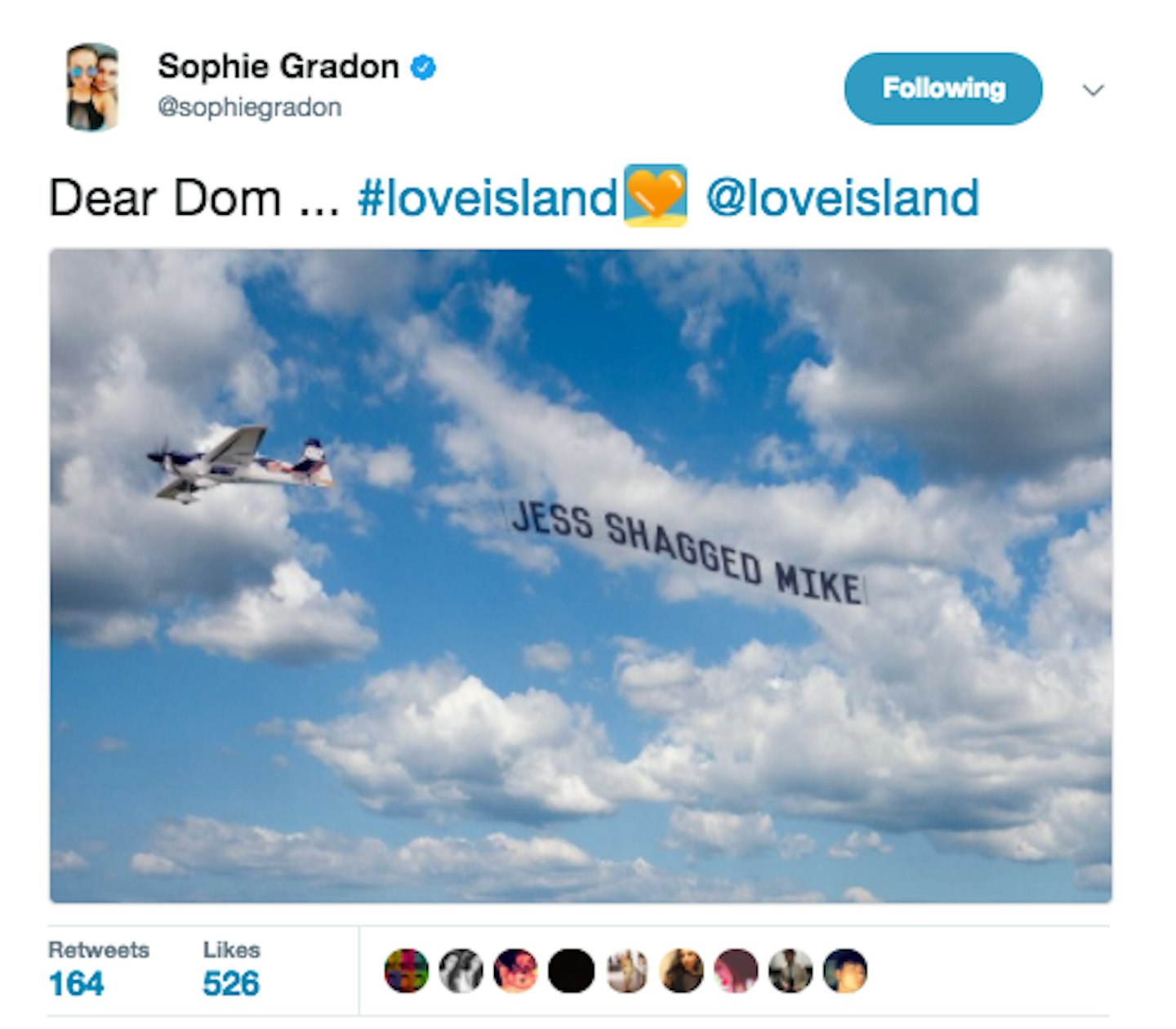 Sophie Gradon Twitter