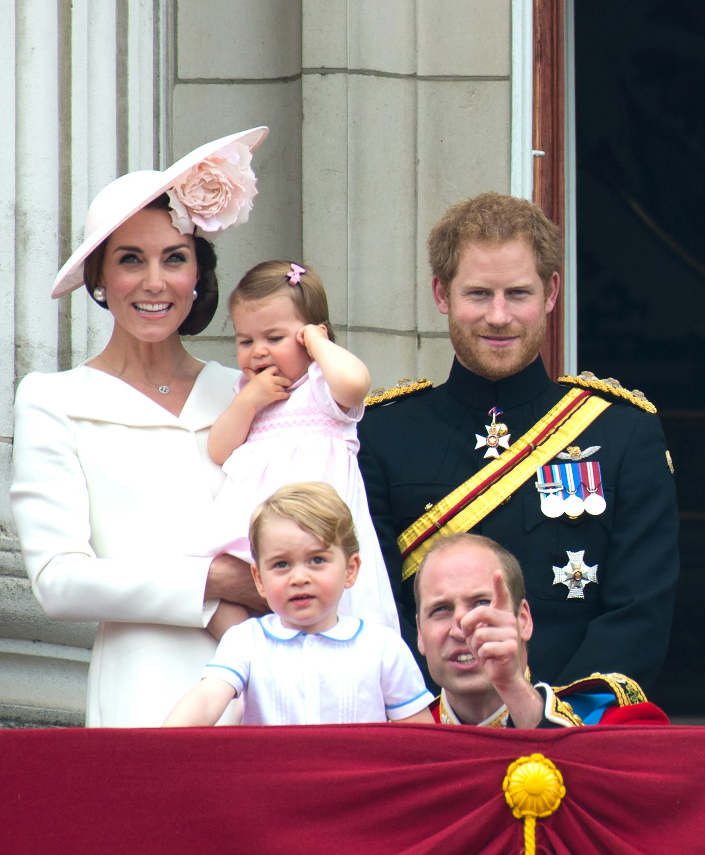 The royals on the balcony at the Trooping the Colour