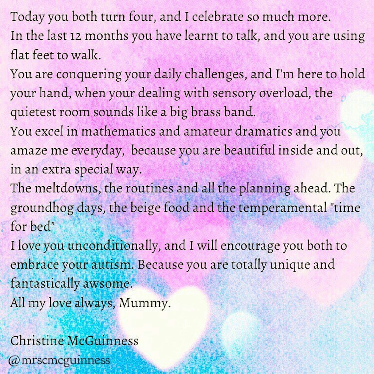 paddy-mcguinness-wife-christine-birthday-autistic-twins