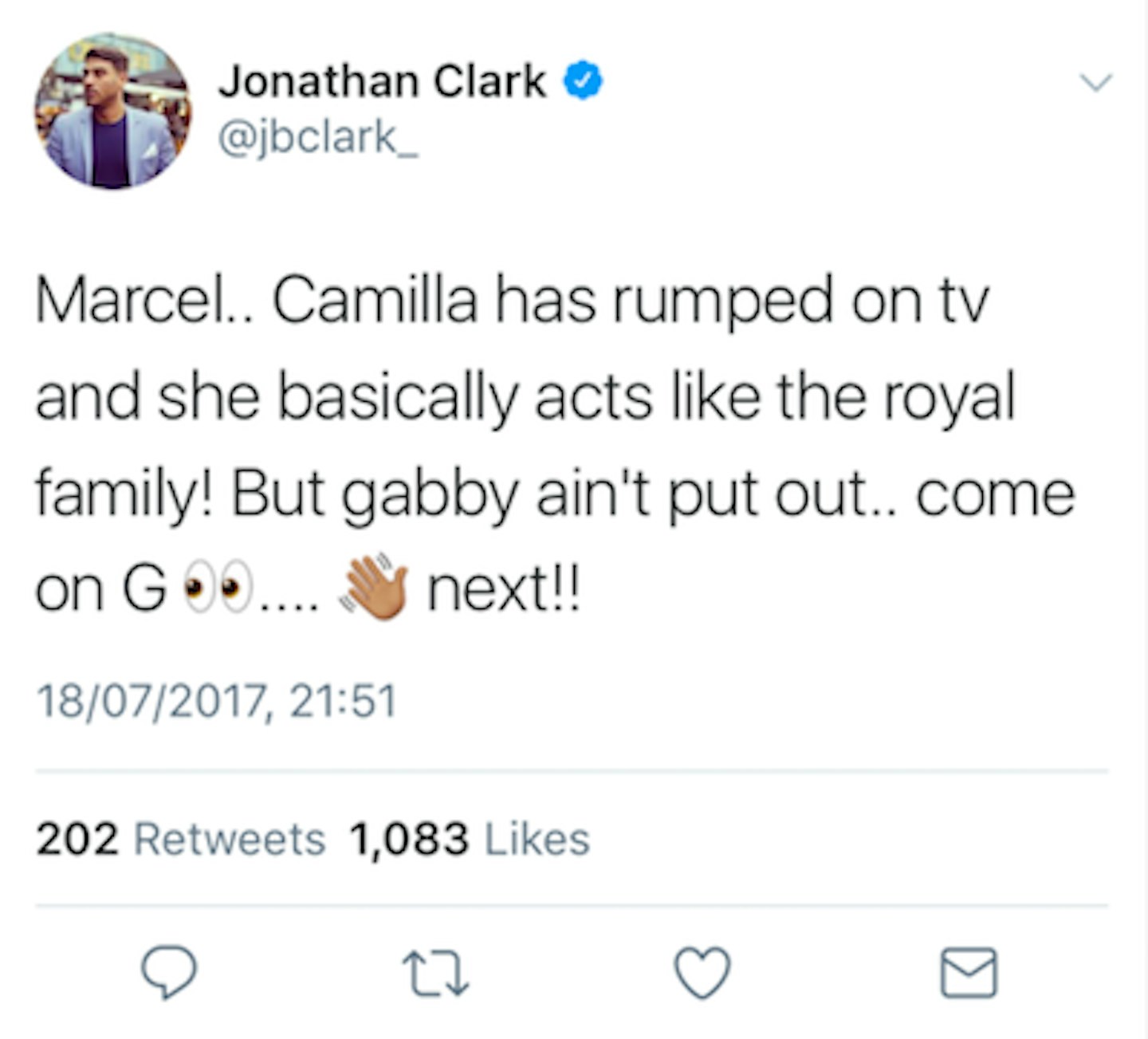 jon clark gabby tweet