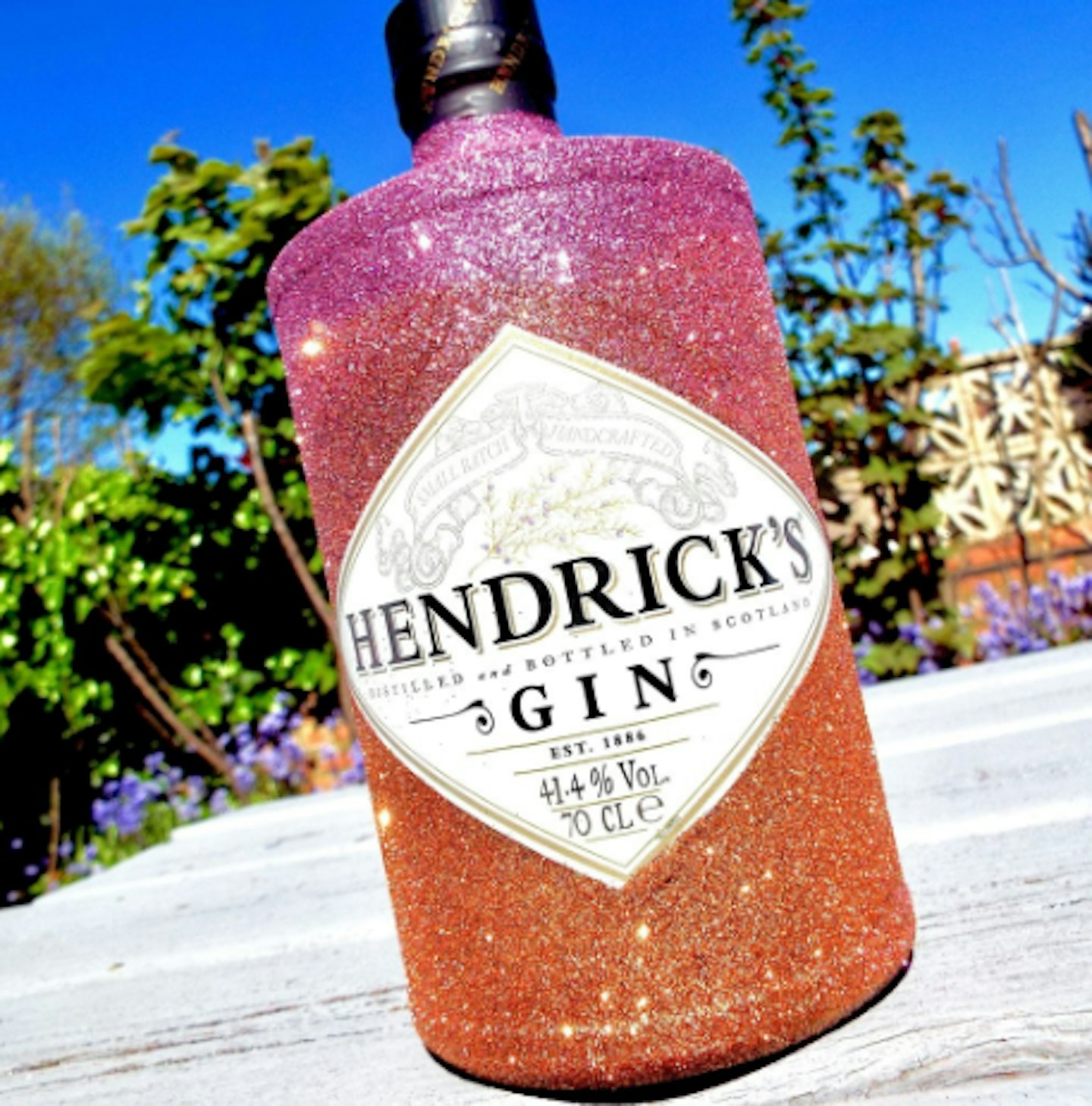 Bottle Bling Hendricks glittery gin pink