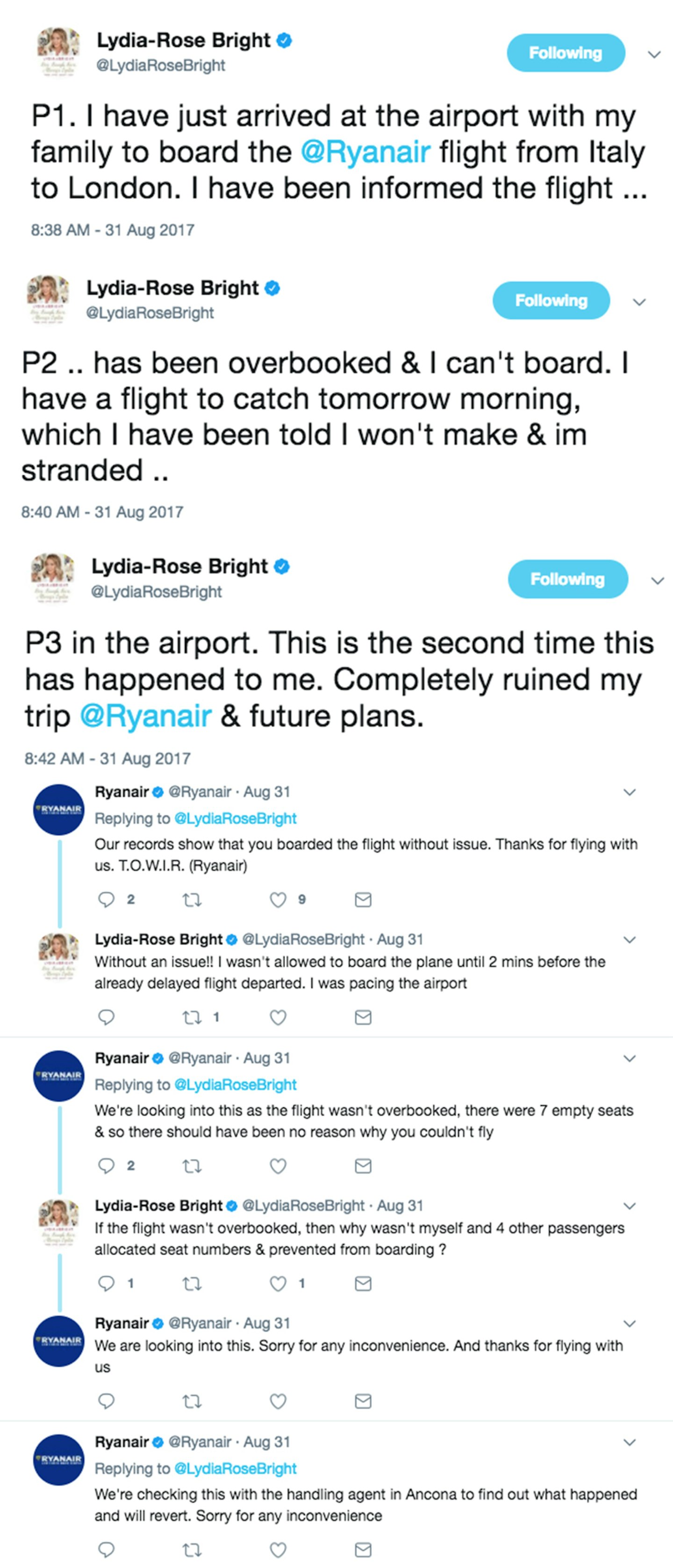 lydia-bright-ryanair-tweets