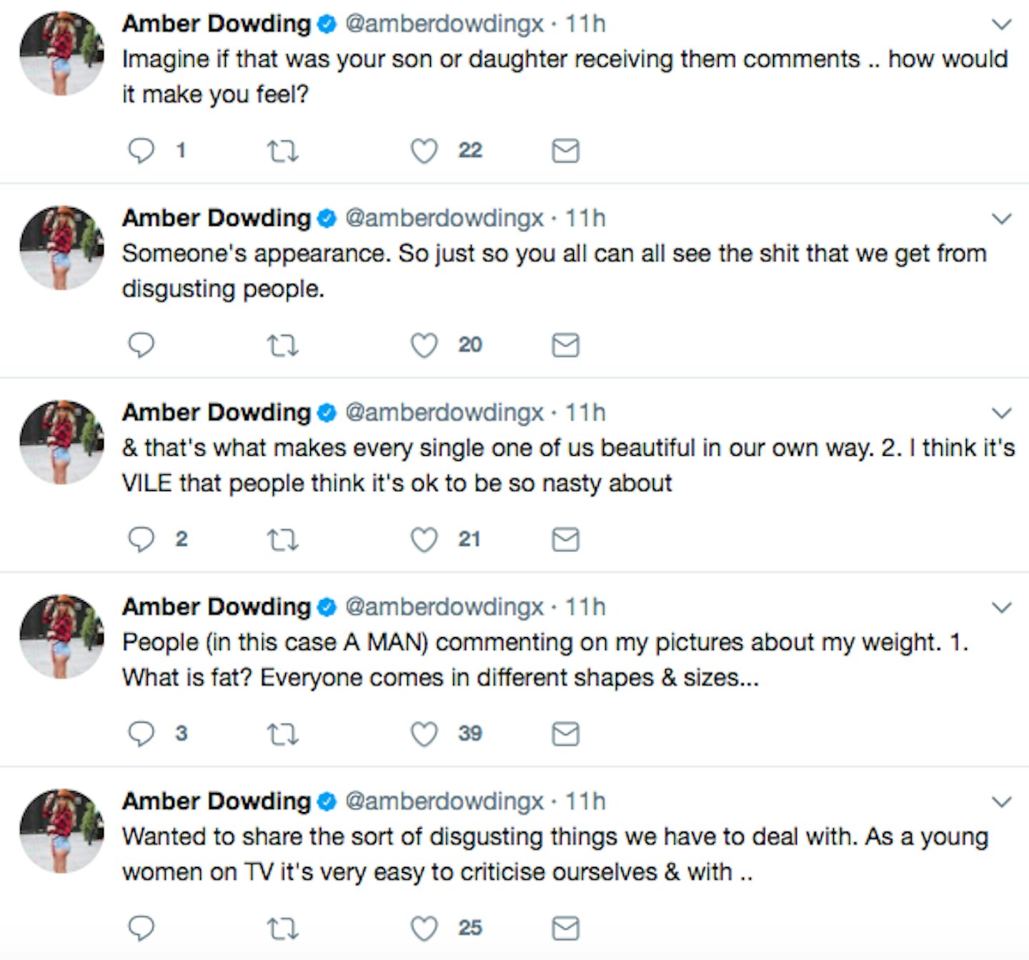 amber dowding twitter bodyshamers