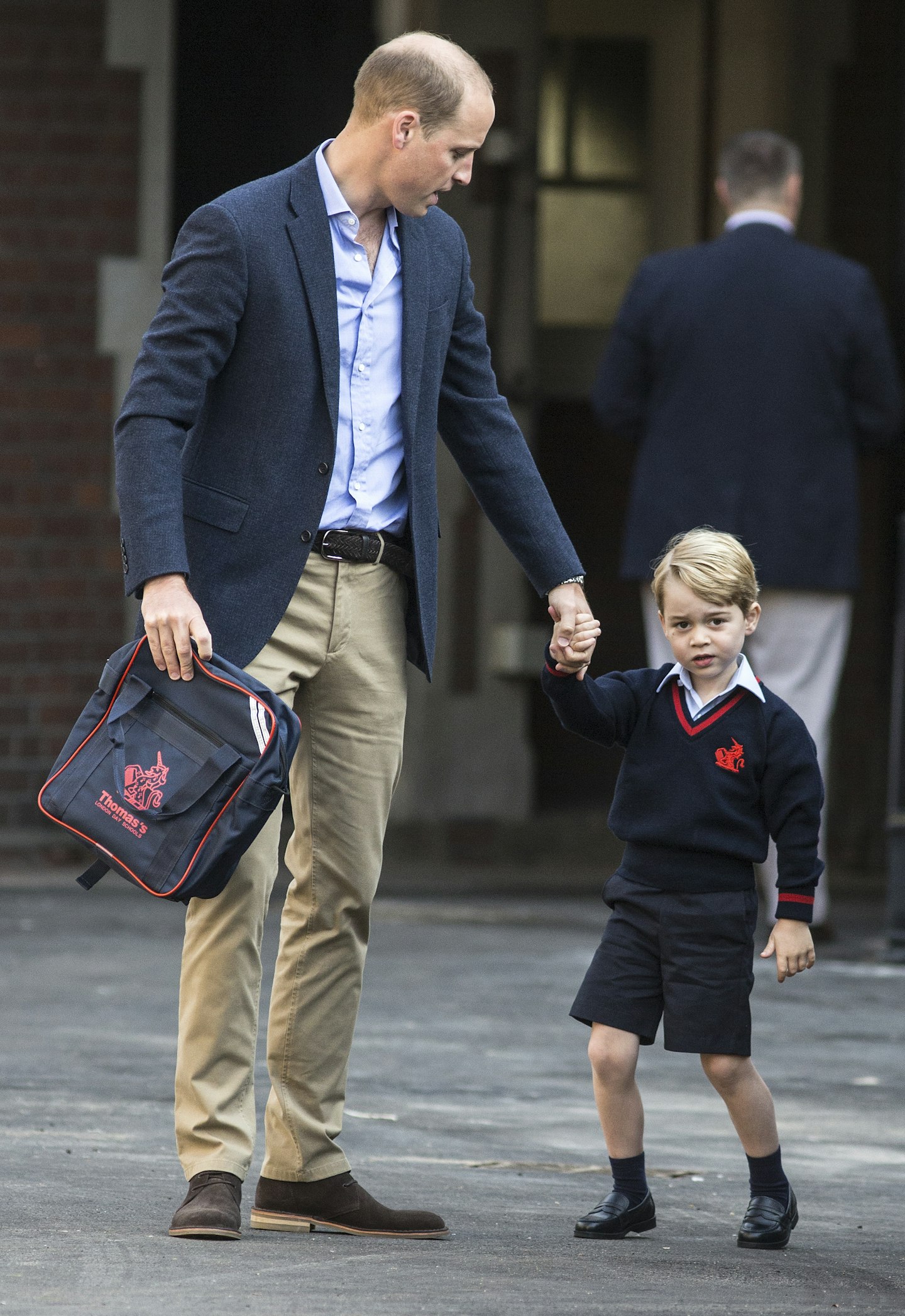 Prince George on his first day of school at Thomas's Battersea