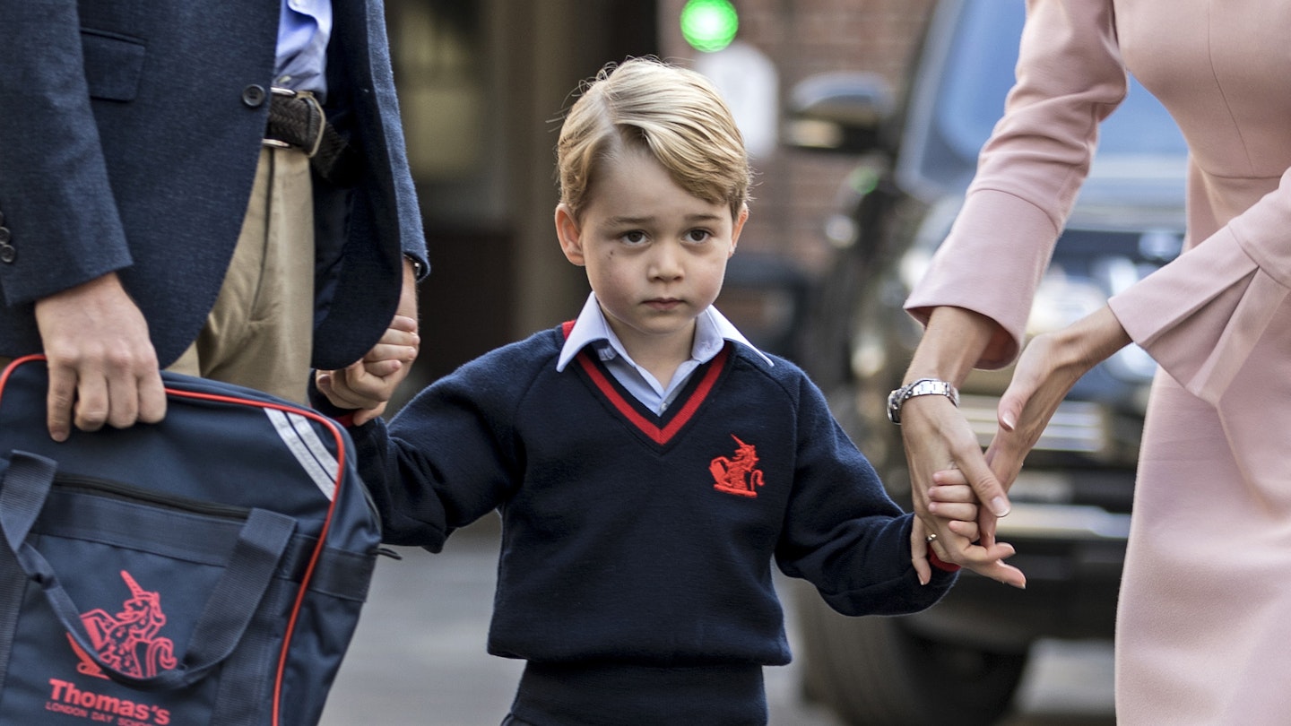 Prince George on his first day of school at Thomas's Battersea