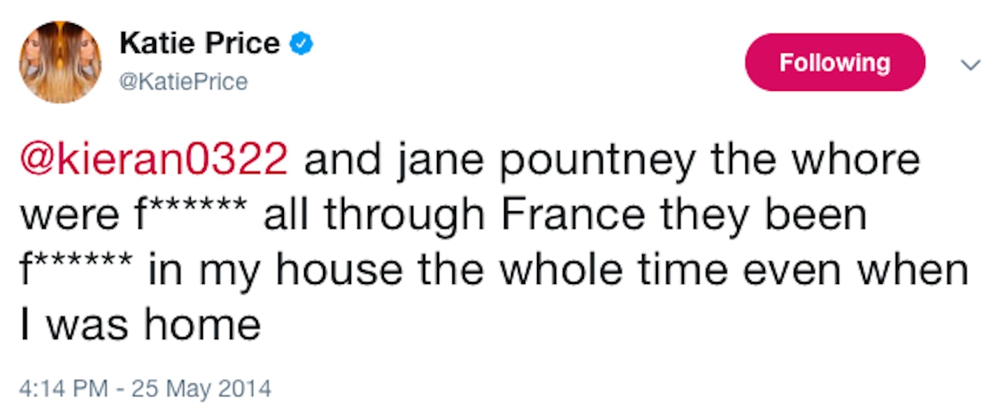 Katie Price Jane Pountney tweet