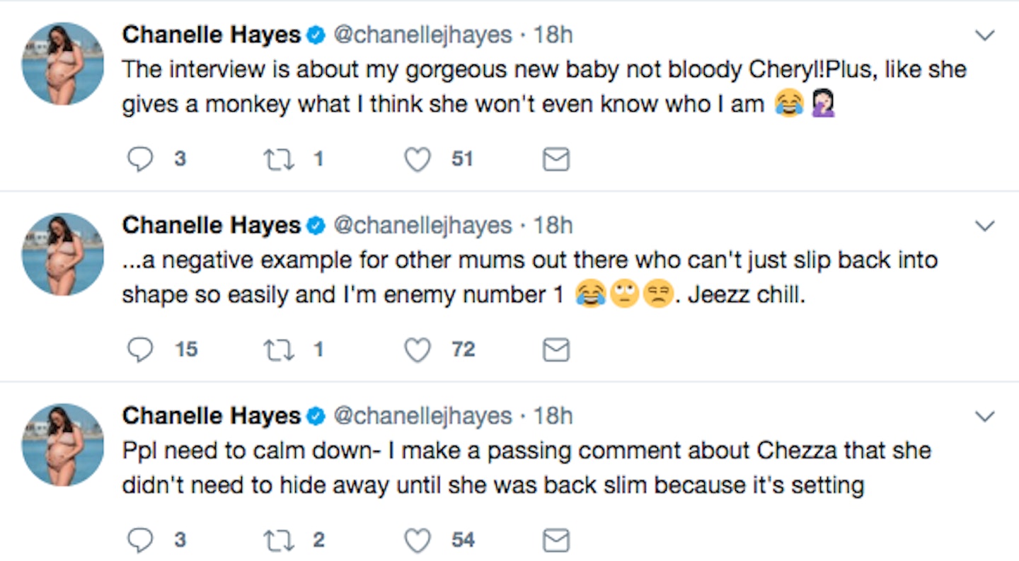 Chanelle Hayes Cheryl tweets