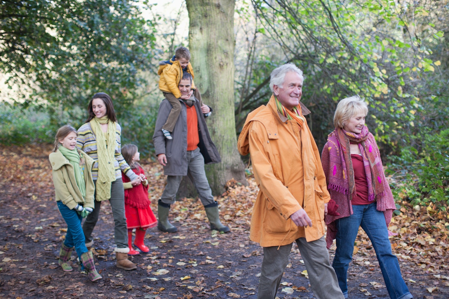 walking with family