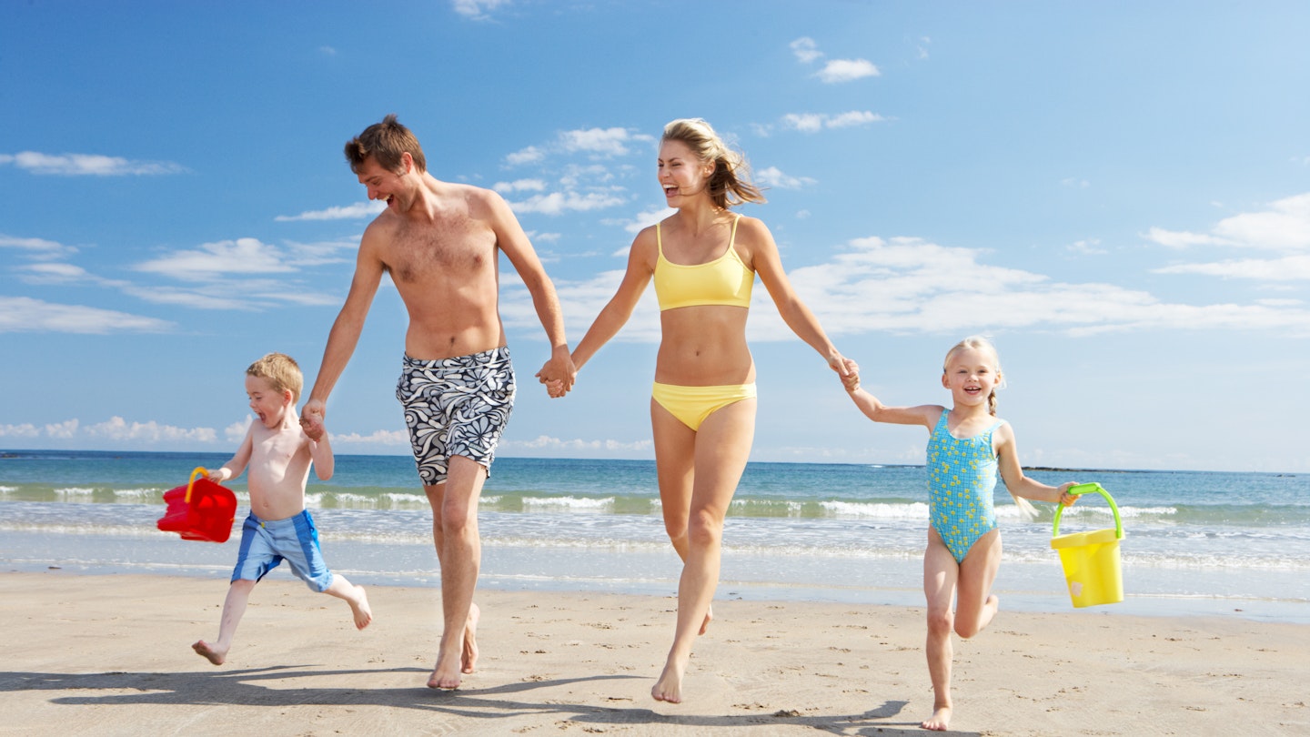 sun cream beach family