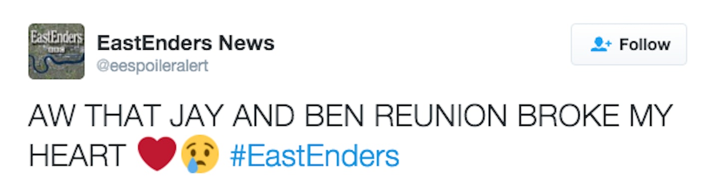 EastEnders Jay Brown tweets