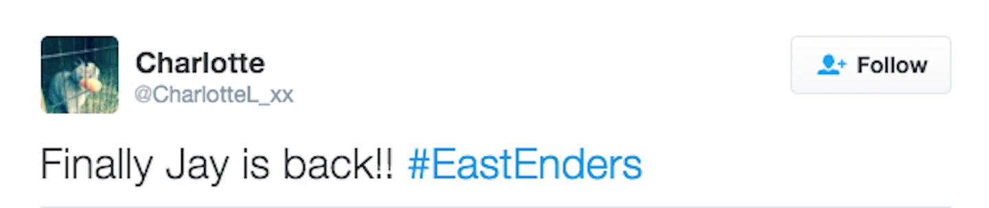 EastEnders Jay Brown tweets