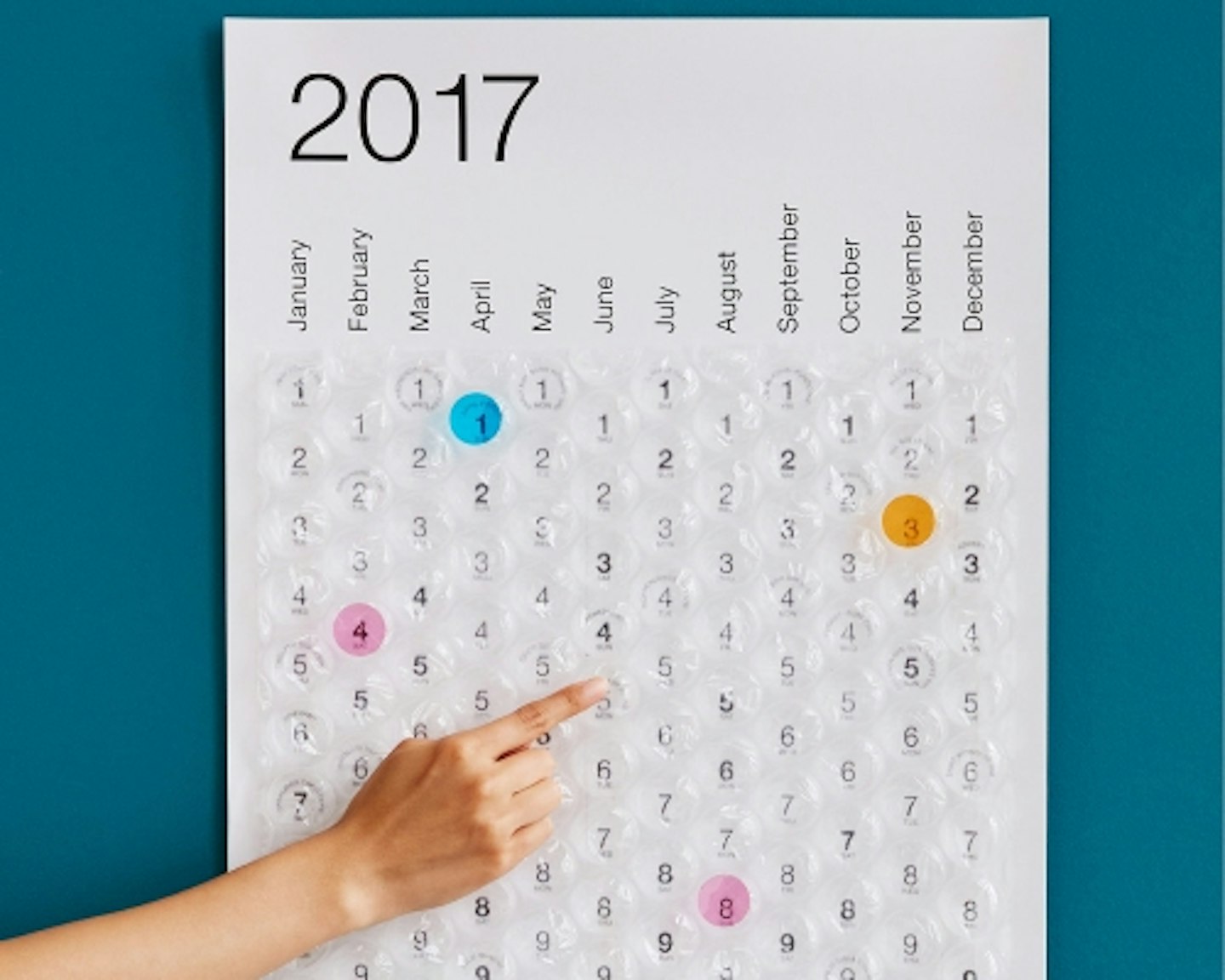 Bubble Wrap Calendar, Wall Decor