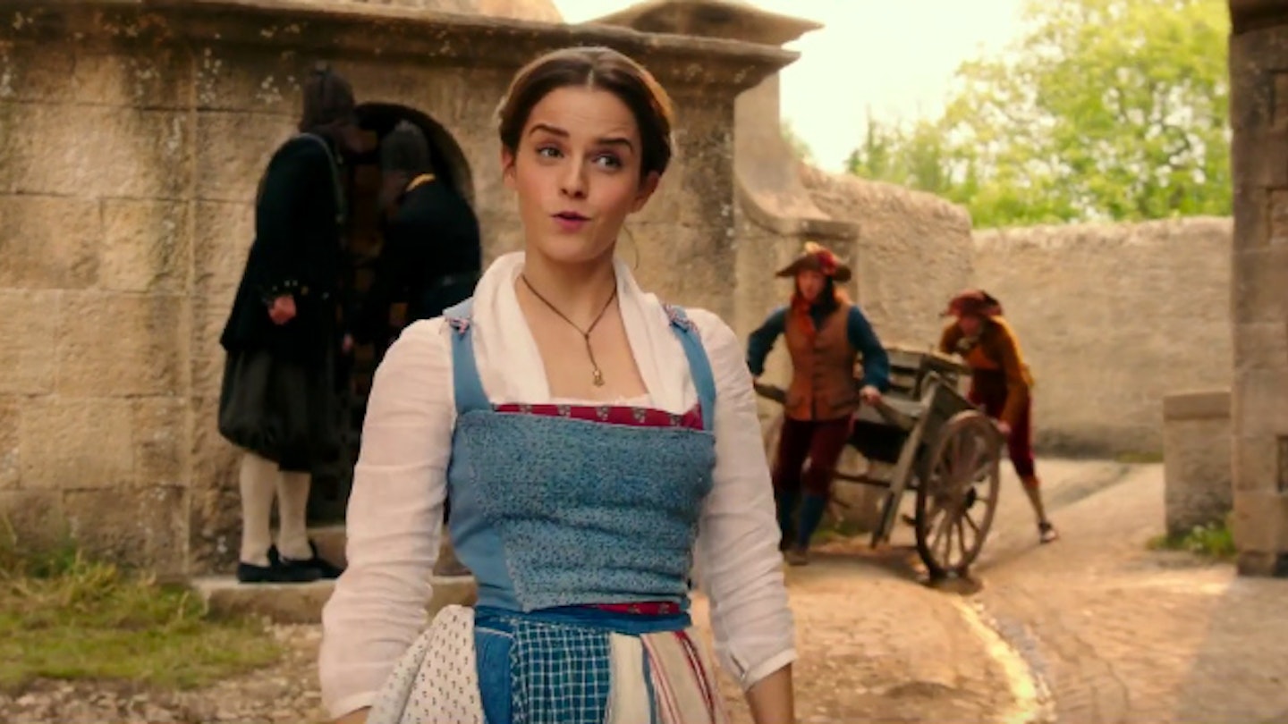emma watson beauty and the beast blue dress Emma Watson Wears Belle's Classic Blue Dress in New 'Beauty' Photos!