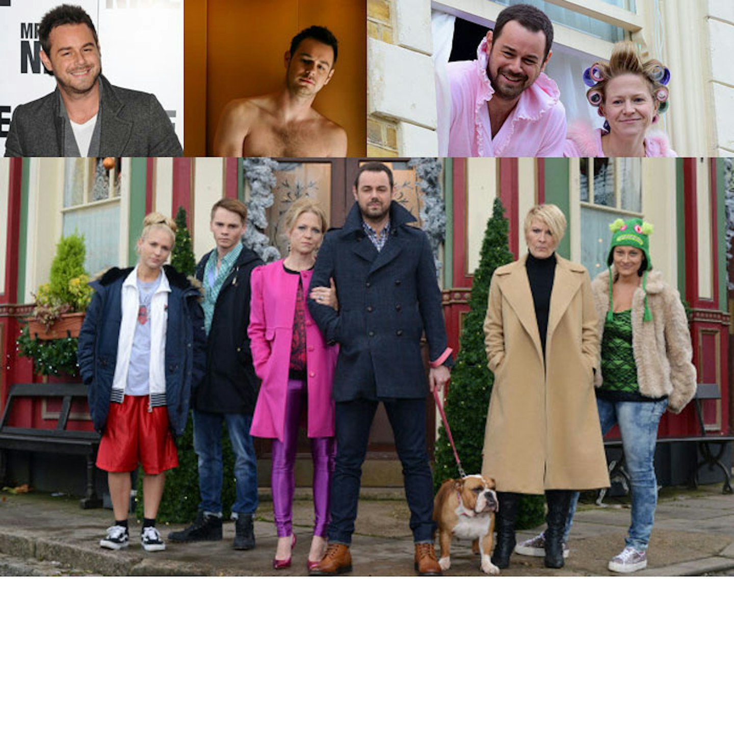 Danny Dyer as Mick Carter, alongside his on-screen family. (BBC One)
