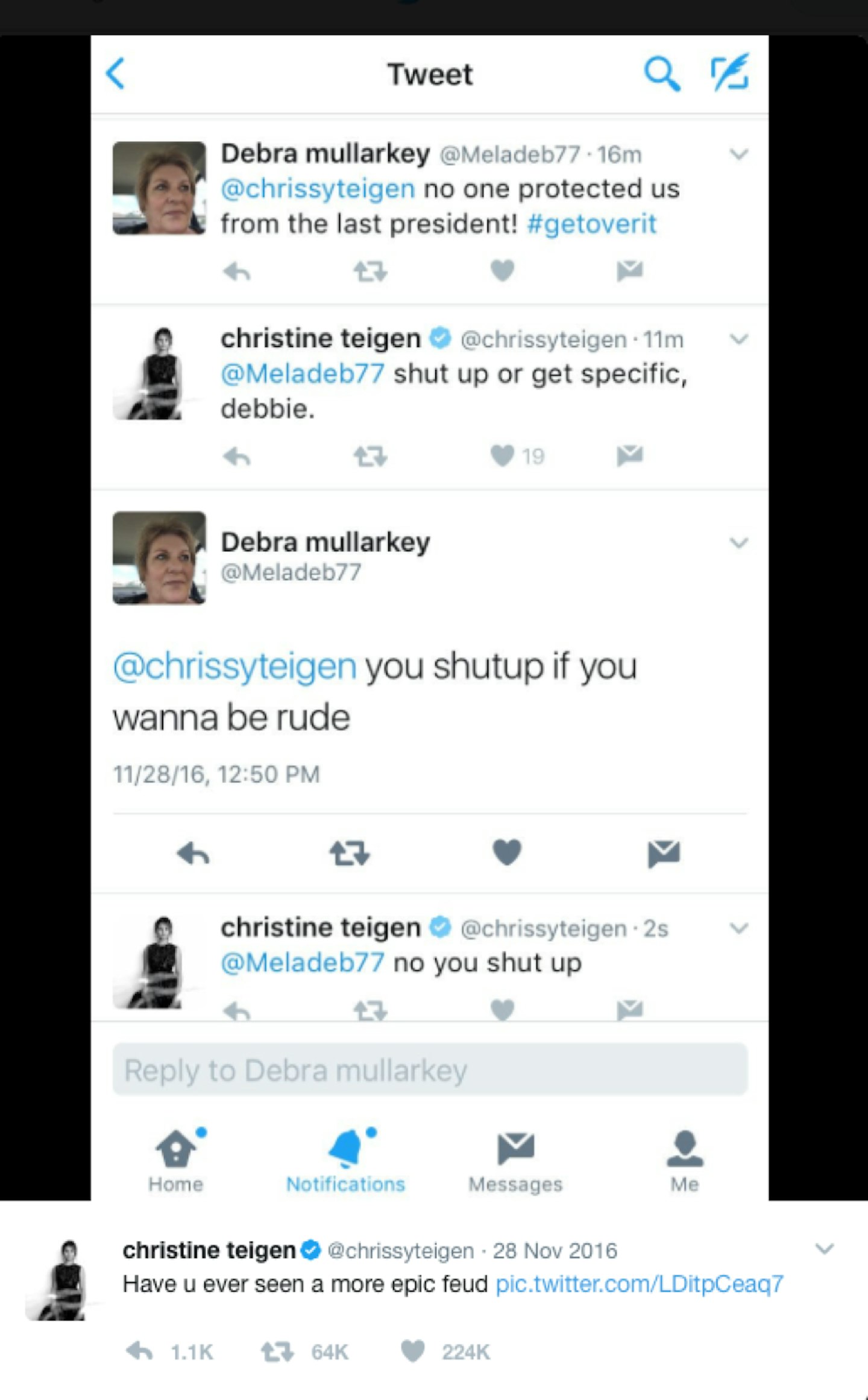 Chrissy Teigen Twitter put down