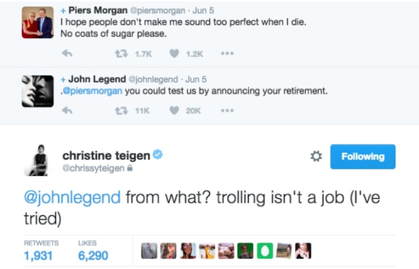 Chrissy Teigen Twitter put down