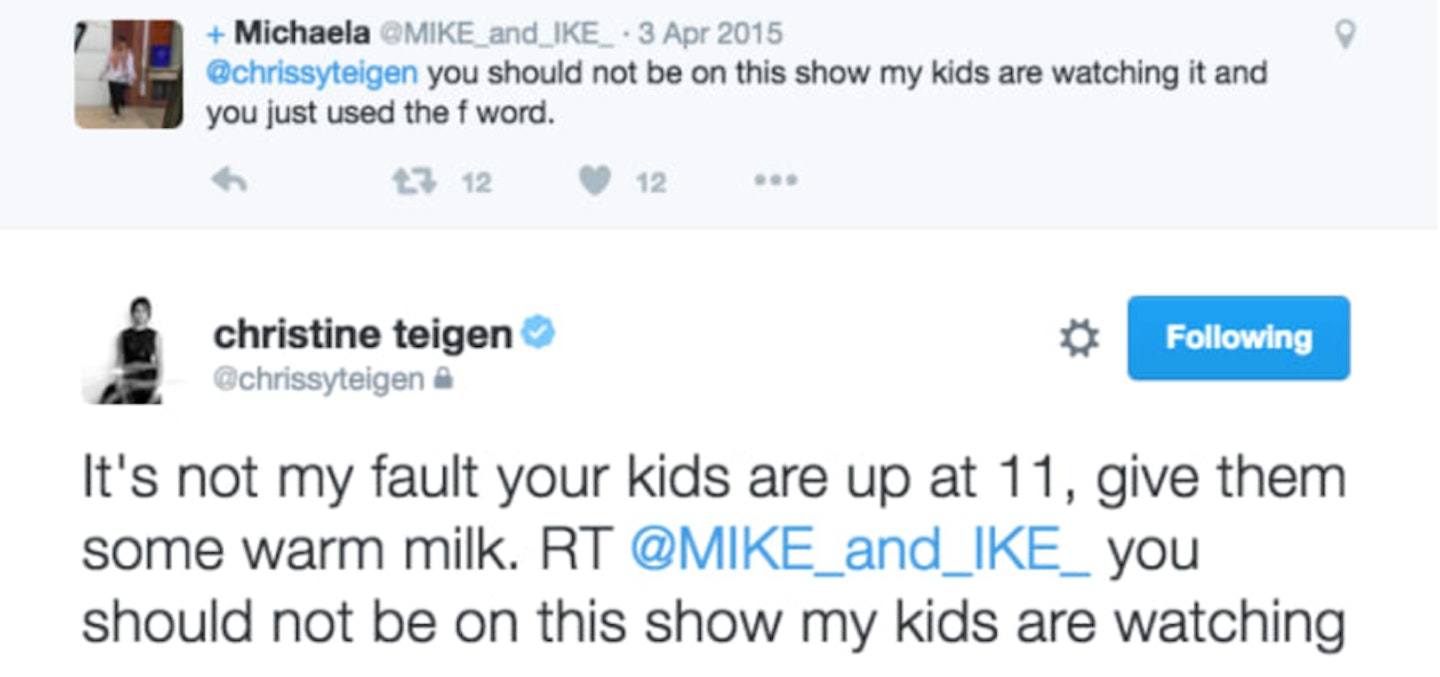 Chrissy Teigen Twitter put down