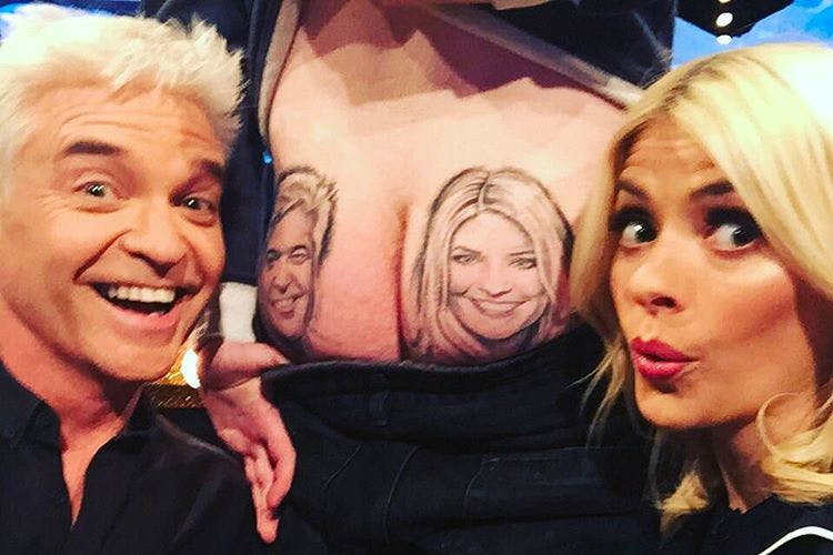 holly willoughby phillip schofield faces tattooed bum matty celebrity juice1a