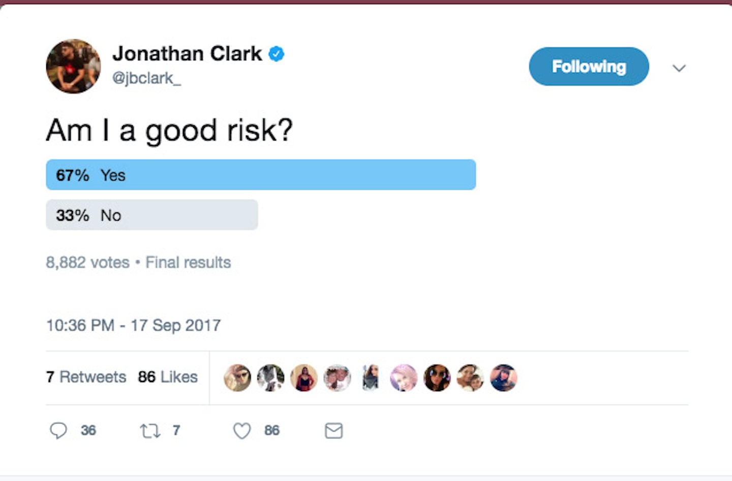 Towie Jon Clark Twitter poll
