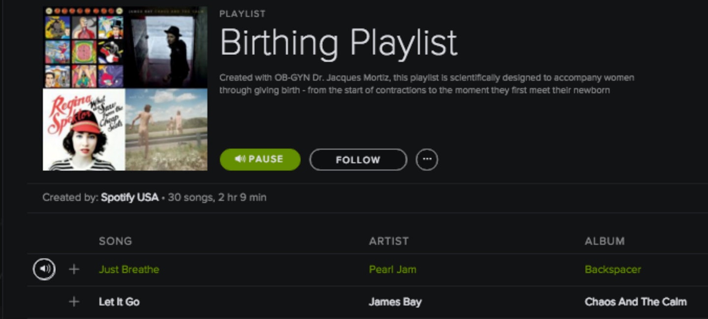 Birthing playlist  spotify