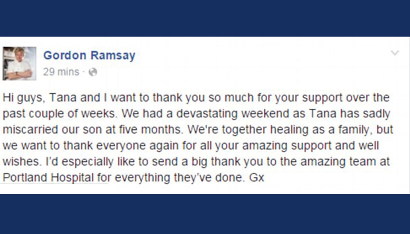 Gordon Ramsay's miscarriage statement