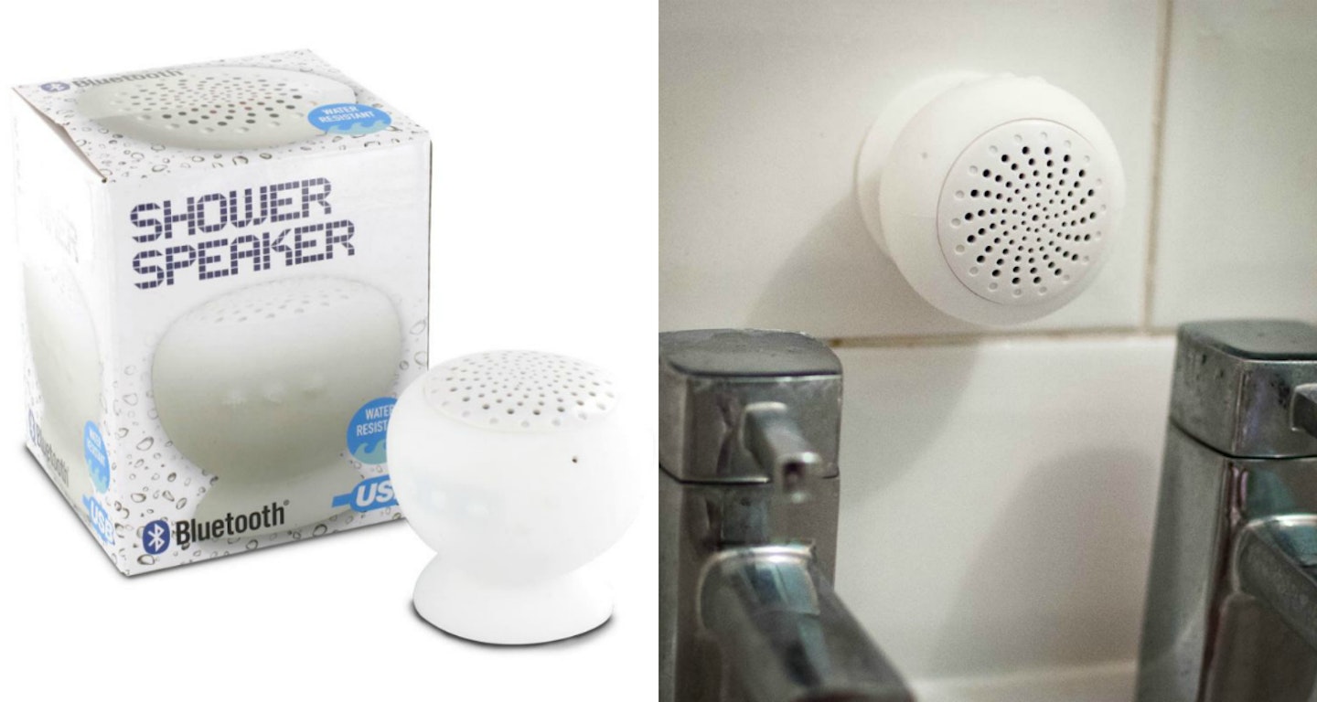 shower speaker collage