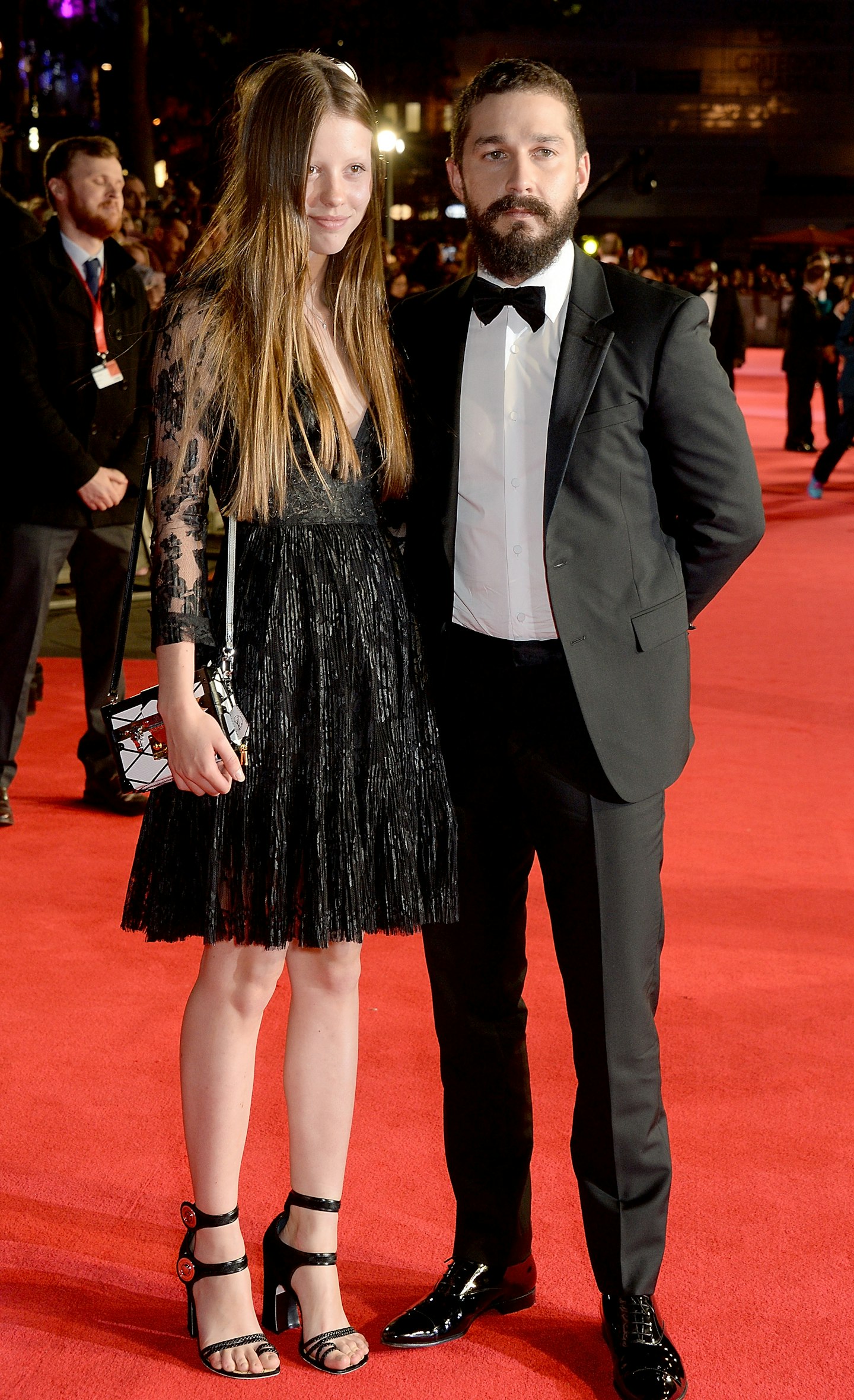 Mia Goth and Shia La Beouf at a premiere 