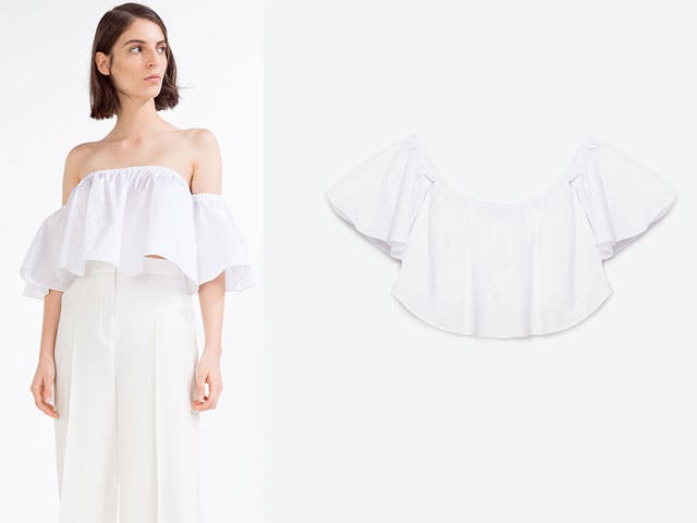 Zara white best sale bardot top