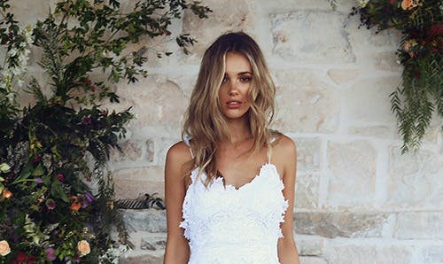 ivory floral lace dress Ivory Floral Embroidered High Neck Midi Dress main image 0