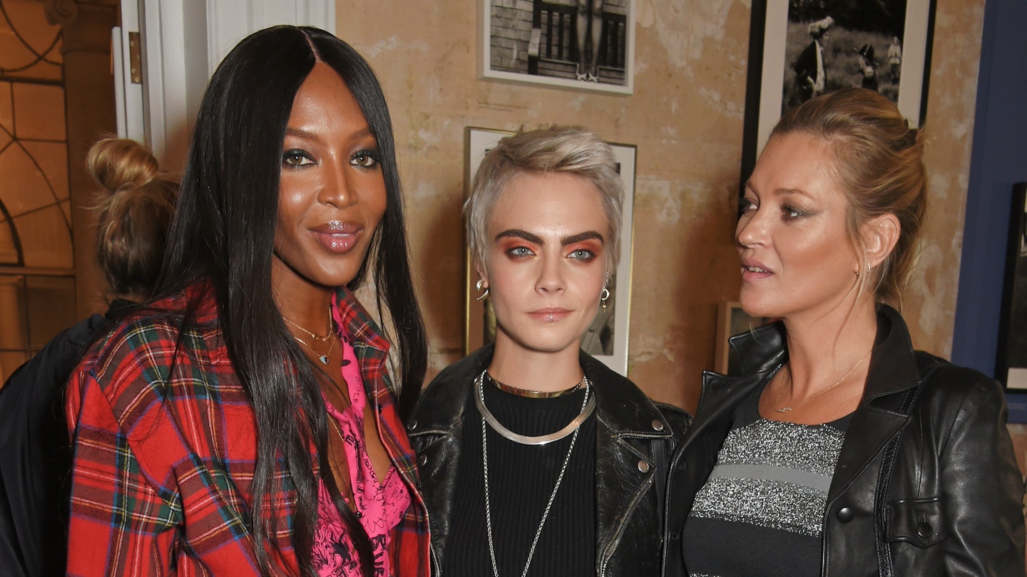 Naomi Campbell, Cara Delevingne and Kate Moss at Burberry's September 2017 show