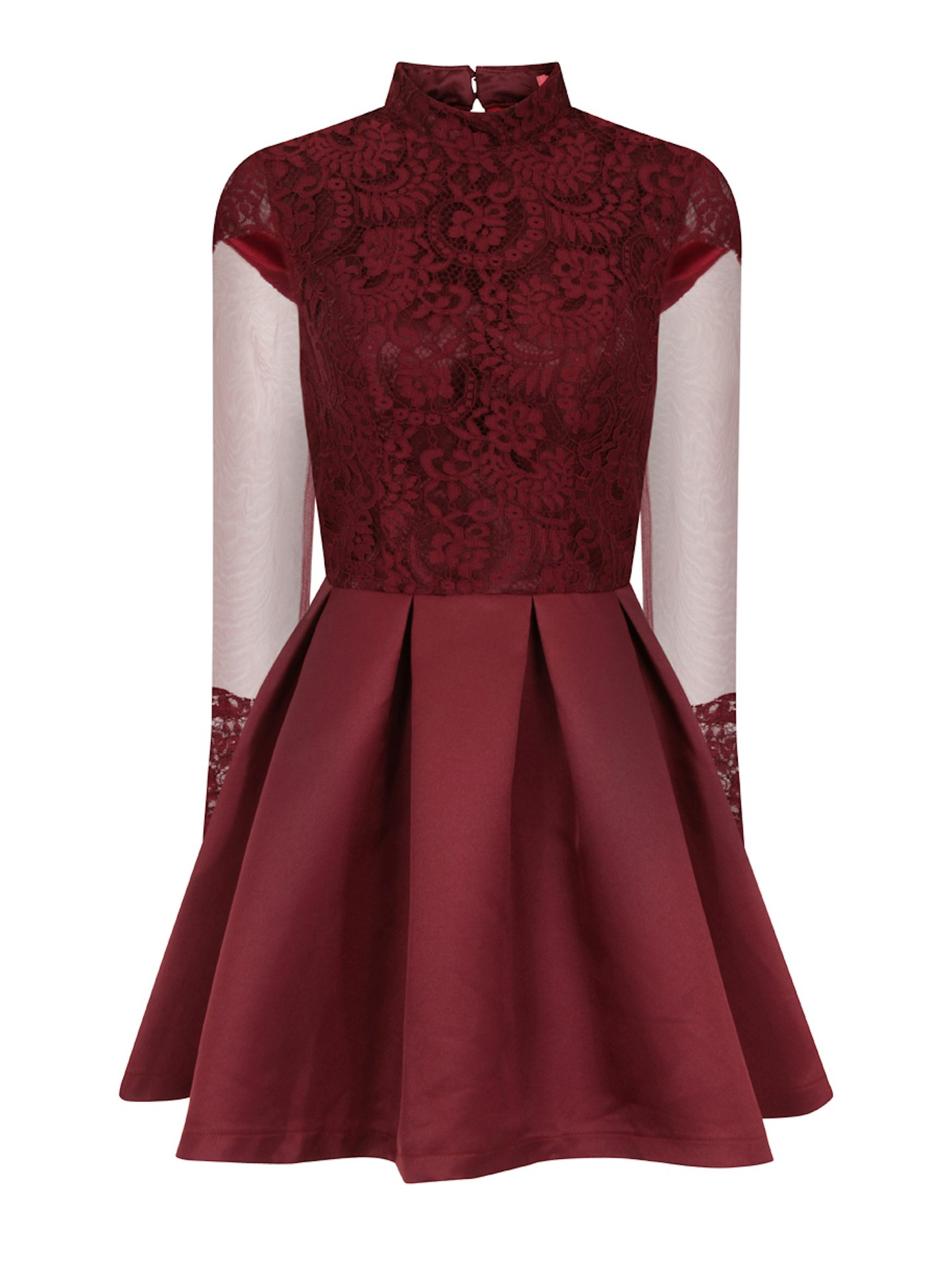 Try different colours like this wine-coloured dress from Chi Chi London