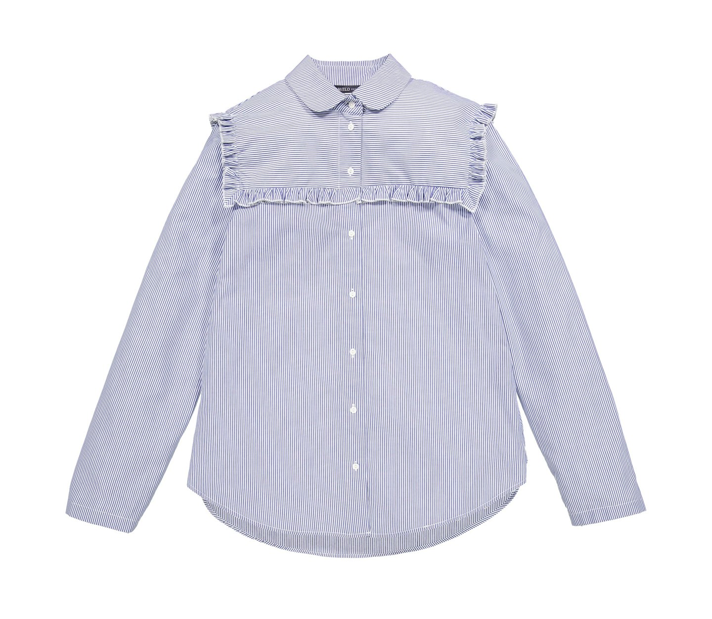 M&S blue shirt with frills