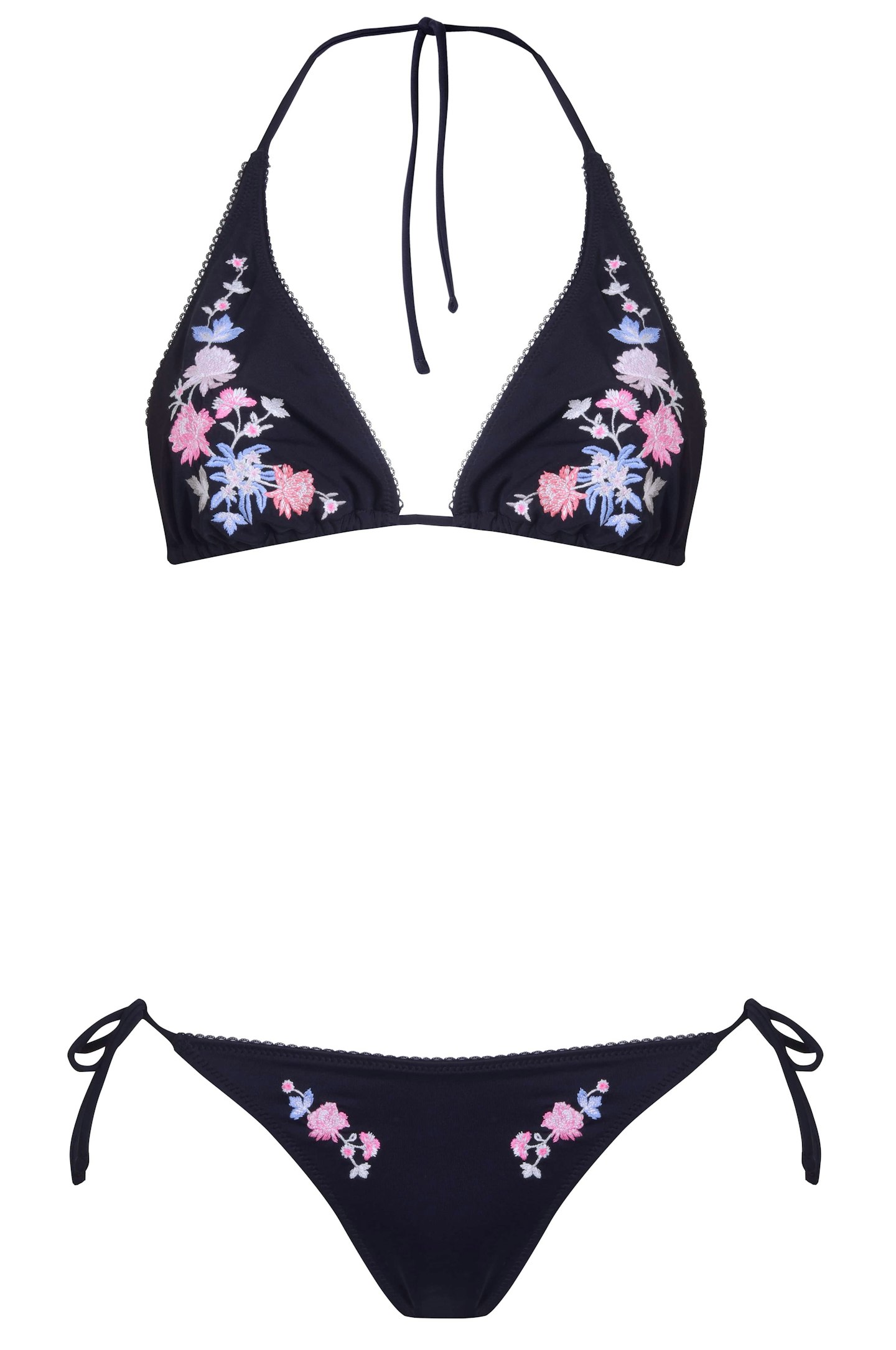 Topshop embroidered bikini black