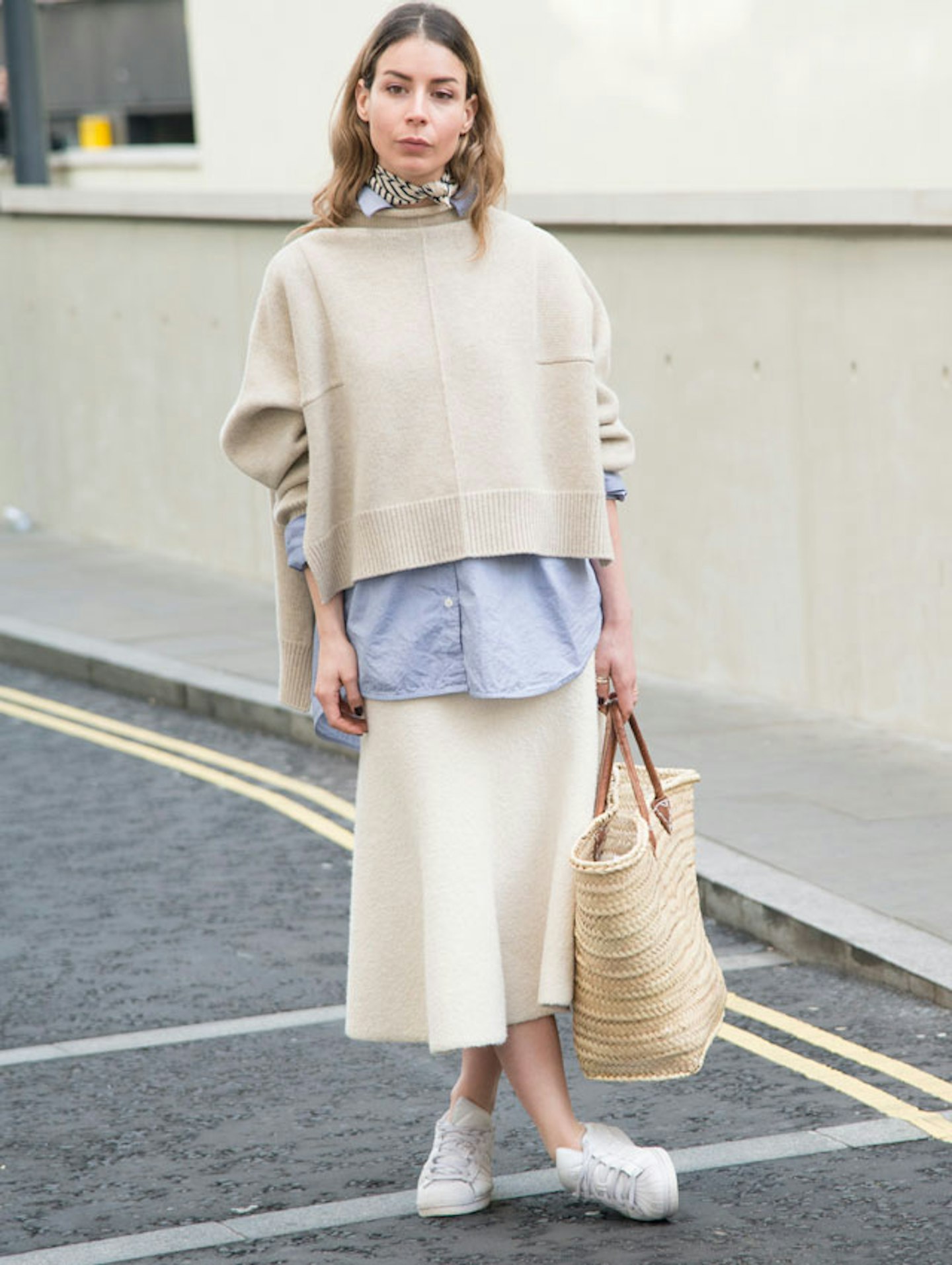 Straw bag at fashion week