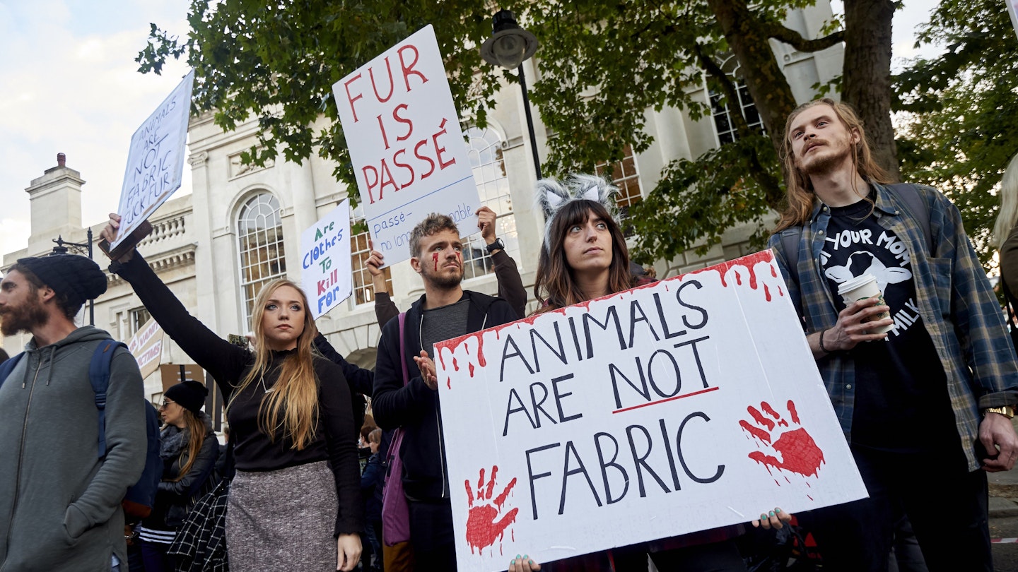 Animal rights protest at Burberry