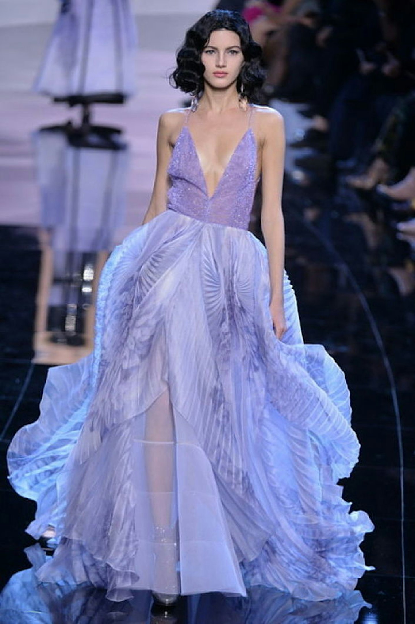 lilac armani couture dress