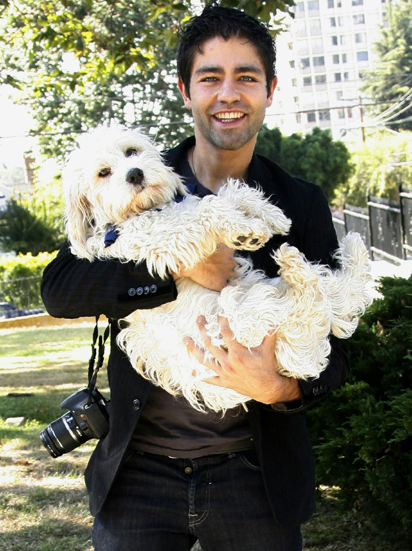 Adrian Grenier and dog