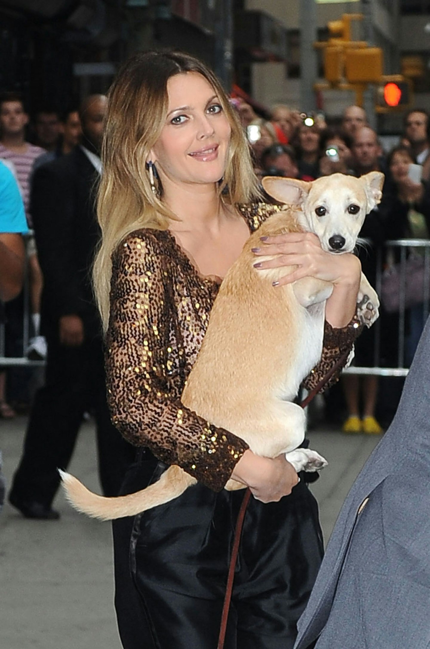 Drew Barrymore and dog
