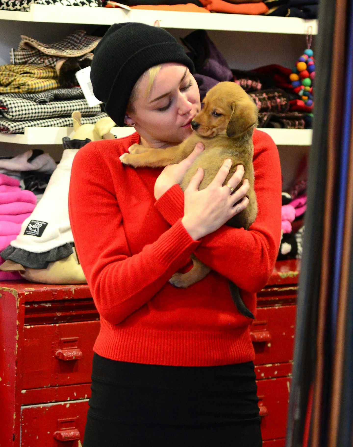 Miley Cyrus and dog