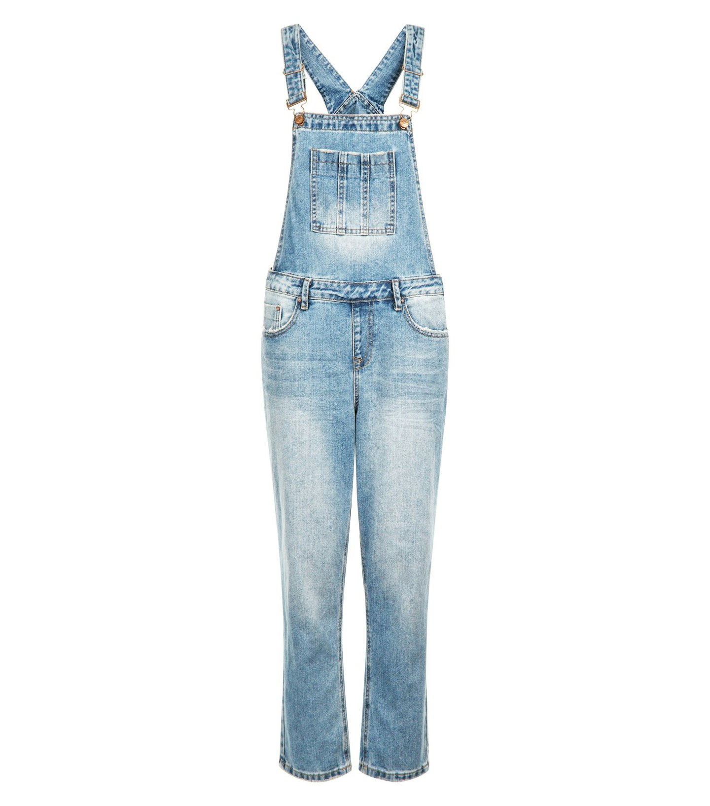 bleached denim dungarees new look