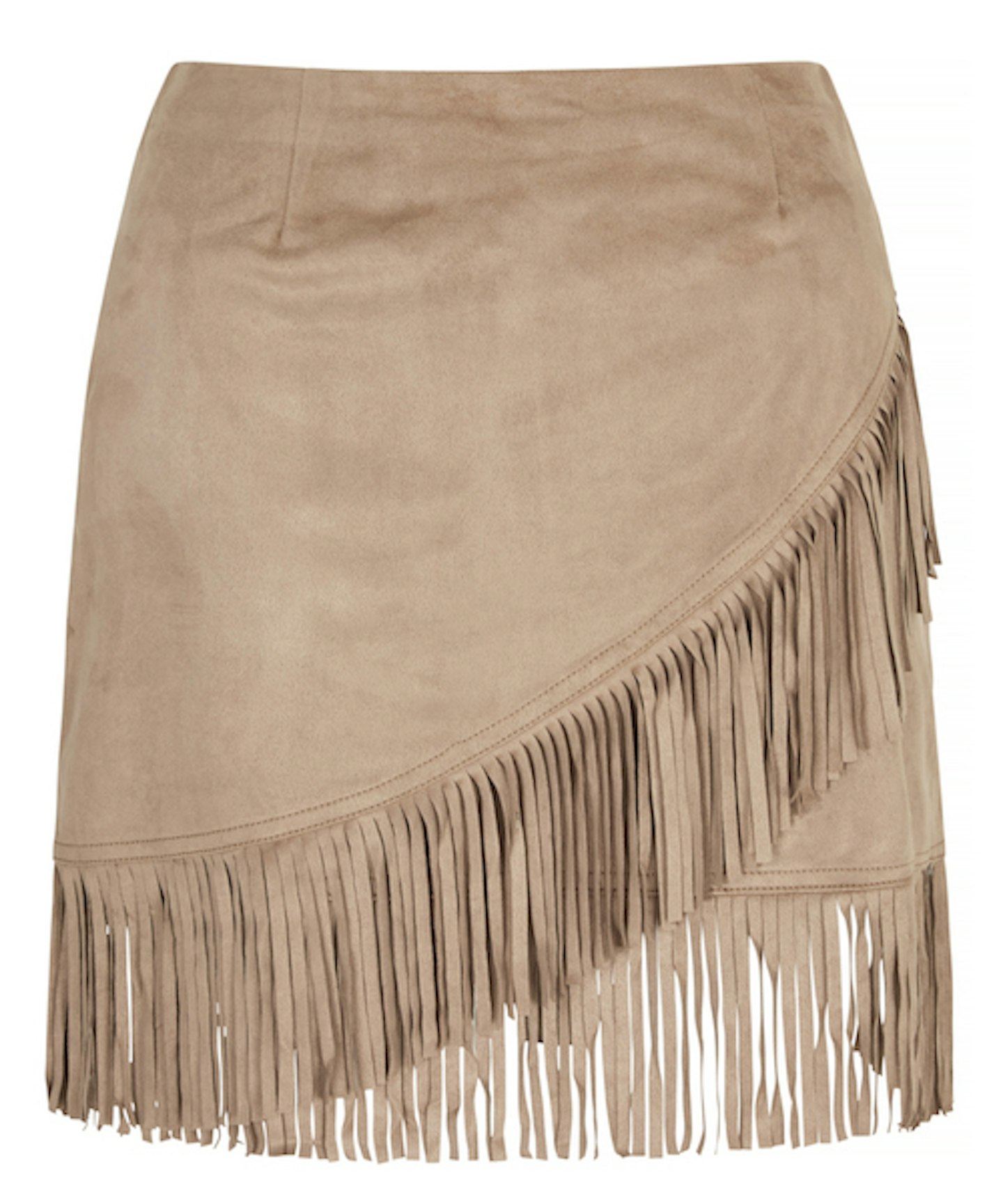 Suedette wrap fringe skirt £35