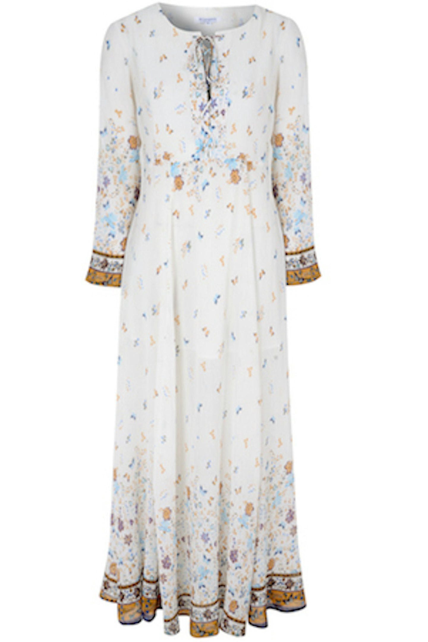 White Floral Border Lace Up Maxi Dres £50