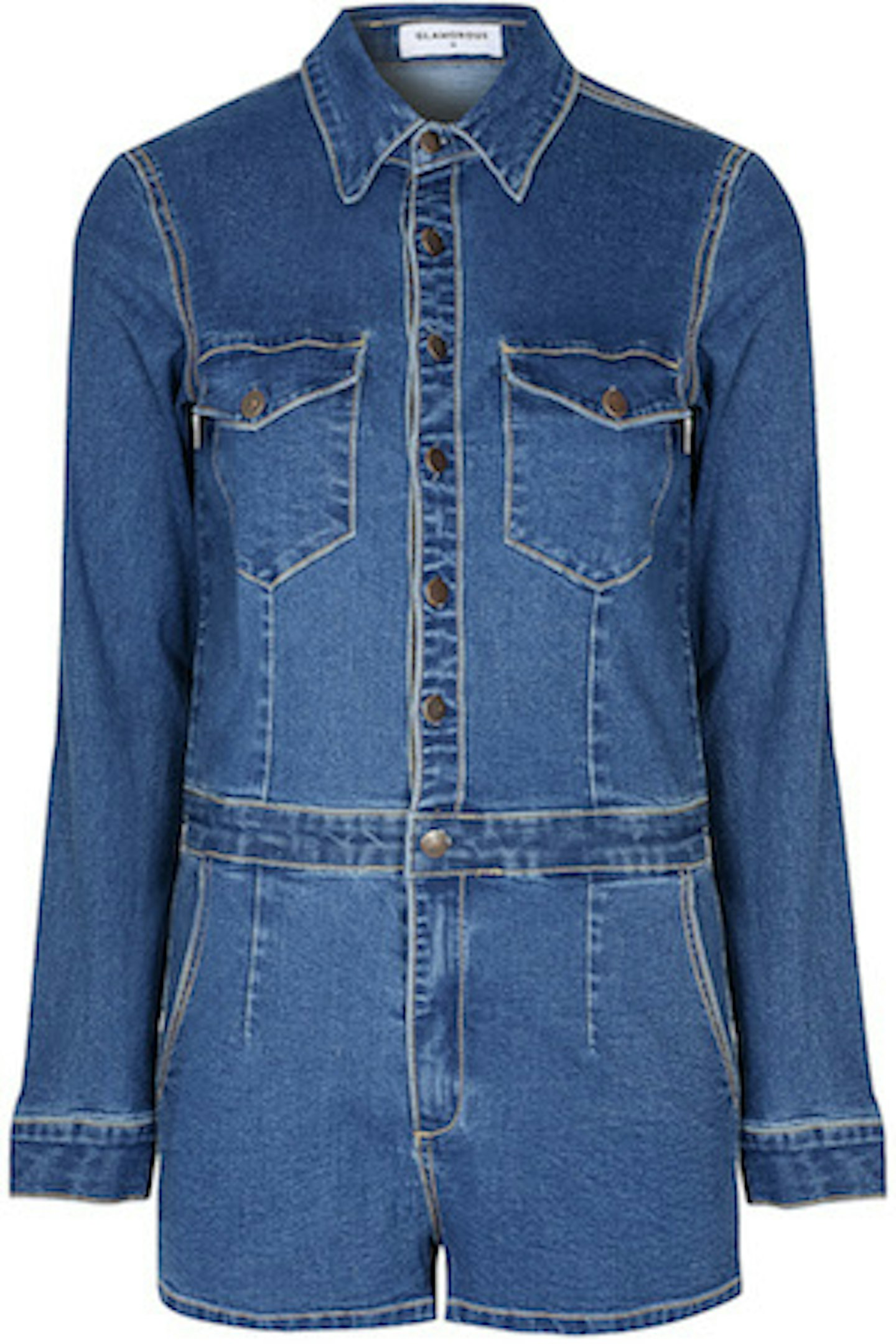 Mid Denim Long Sleeve Playsuit 41