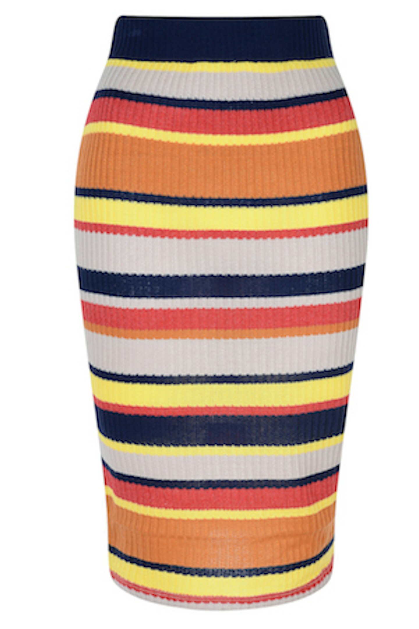 Yellow Multi Stripe Midi Skirt 30