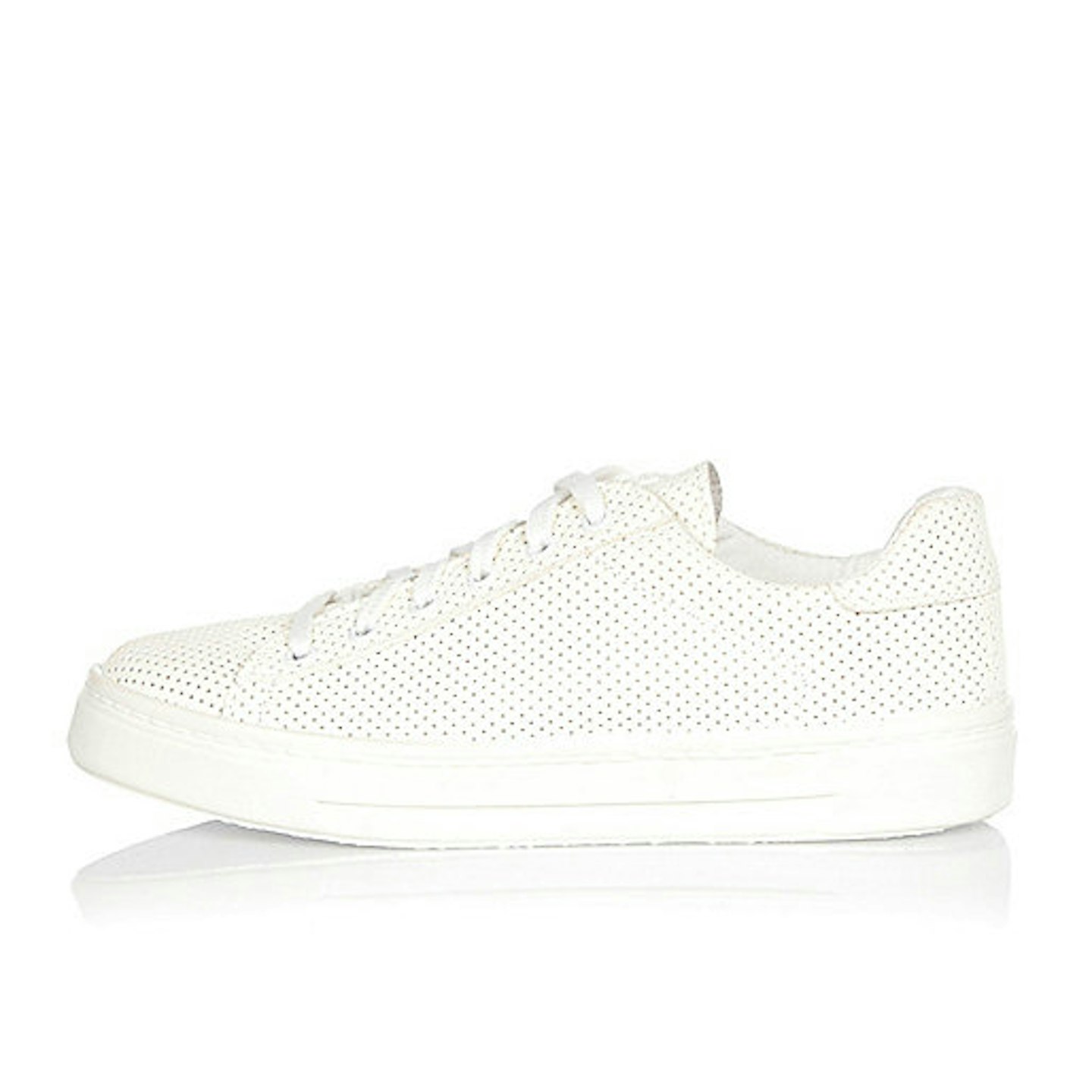 White Perforated Lace-Up Plimsolls, £24