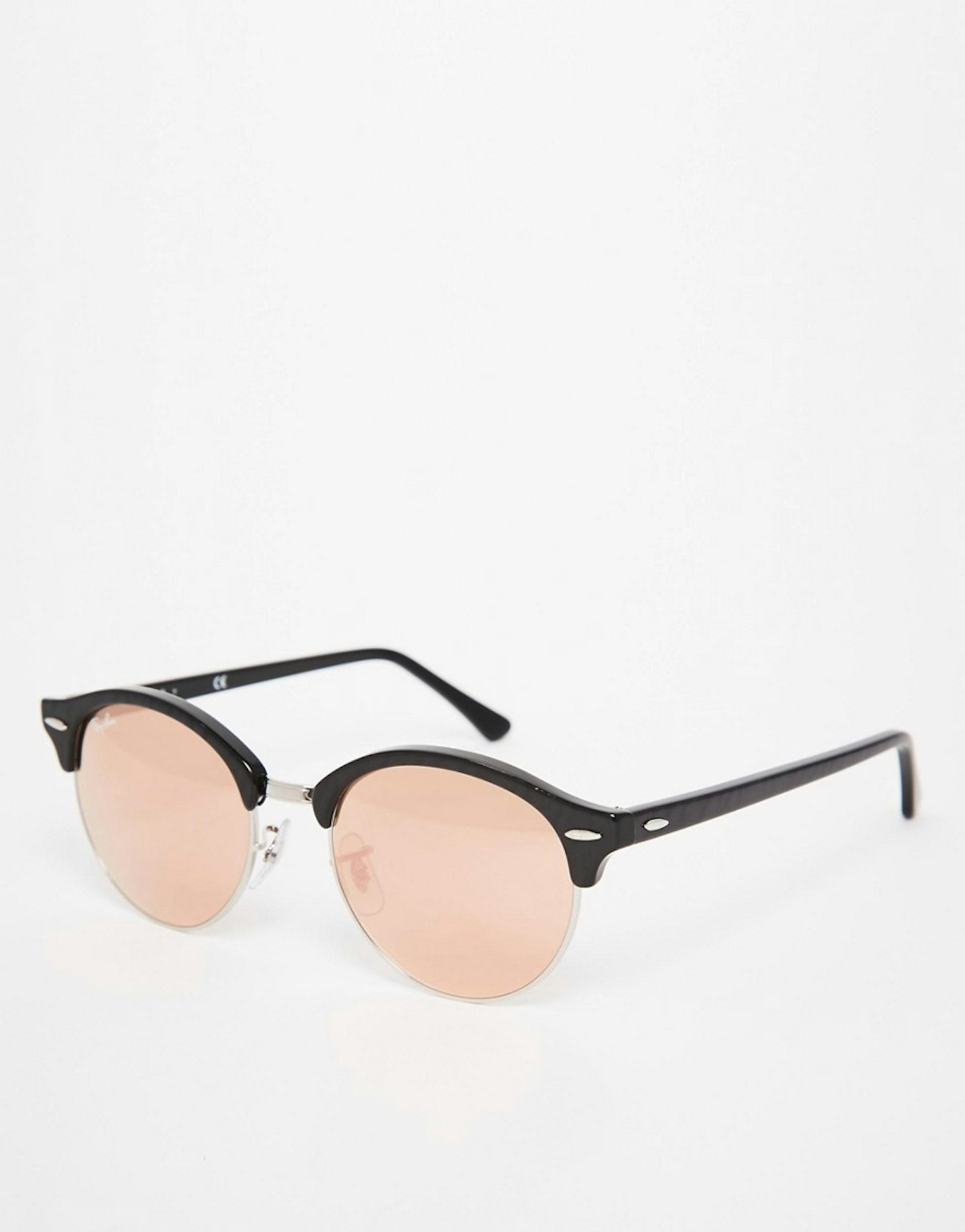 Ray-Ban Clubmaster Round Rose Gold Mirror Sunglasses, £153