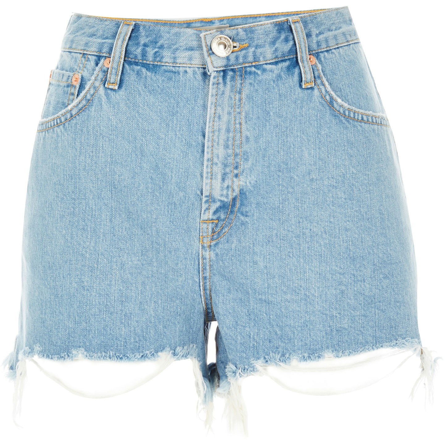 Light Blue Ripped High Waisted Denim Shorts, £28