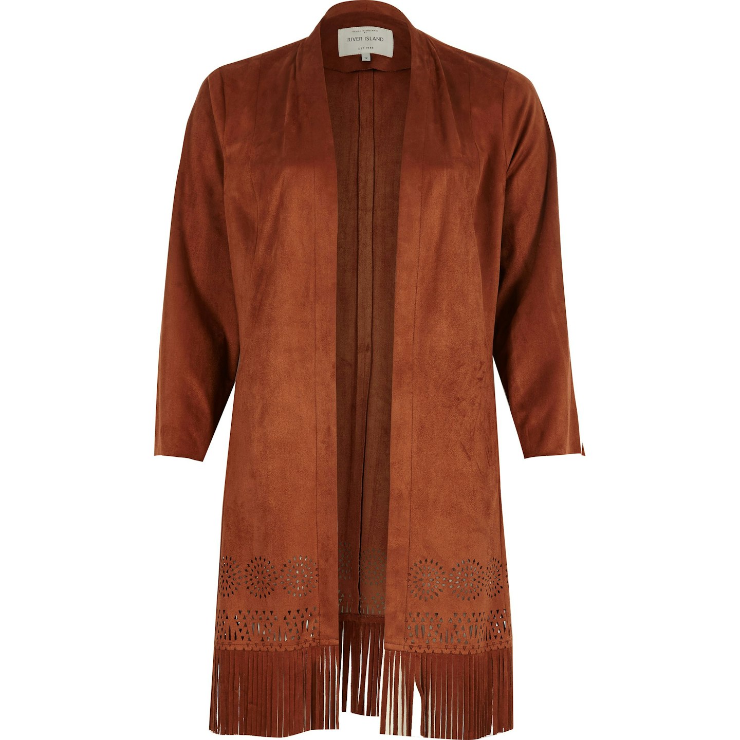 Rust Faux Suede Fringe Kimono, £60